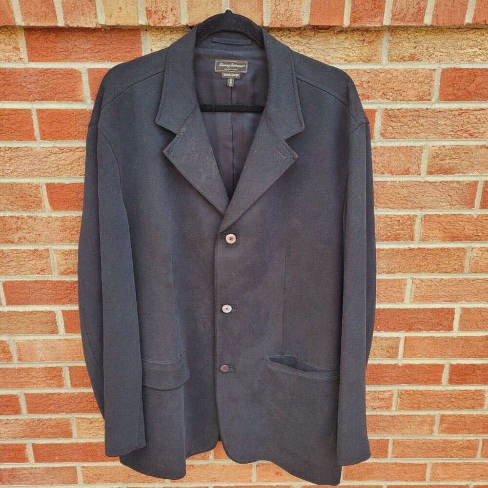 Tommy Bahama Island Soft Blazer Sport Coat Men's Size Extra Large Silk Black